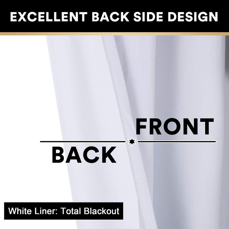 PrinceDeco White Blackout Curtains Linen Curtains 96 Inches Long 100% Blackout Room Darkening Curtains & Drapes with White Liner Faux Linen Fabric Window Curtain Panels for Living Room/Bedroom - Image 5